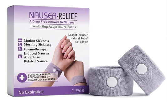 Anti-Nausea Wristband for Anxiety, Travel, Sea, Car, Air Sickness Relief Handband Pack of 1 Pair