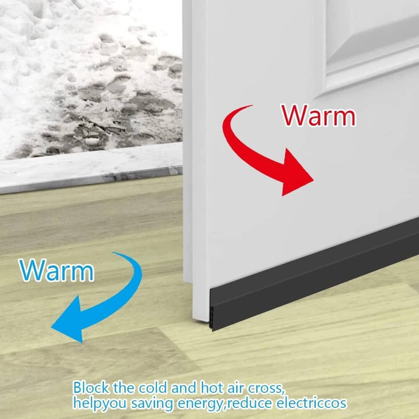 Shalvi 3 Bottom tape Door Draft Stopper Seals Anti-Collision-Black Door Mounted Door Stopper