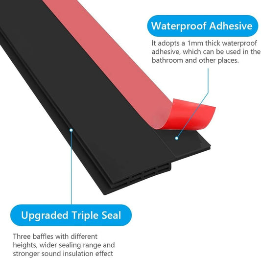 Shalvi 3 Bottom tape Door Draft Stopper Seals Anti-Collision-Black Door Mounted Door Stopper