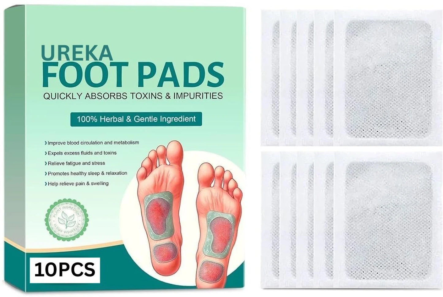 Ureka Foot pads weight loss |Overnight Detox Action For Enhanced Pain Relief Action Plaster & Patch (10 x 1 )